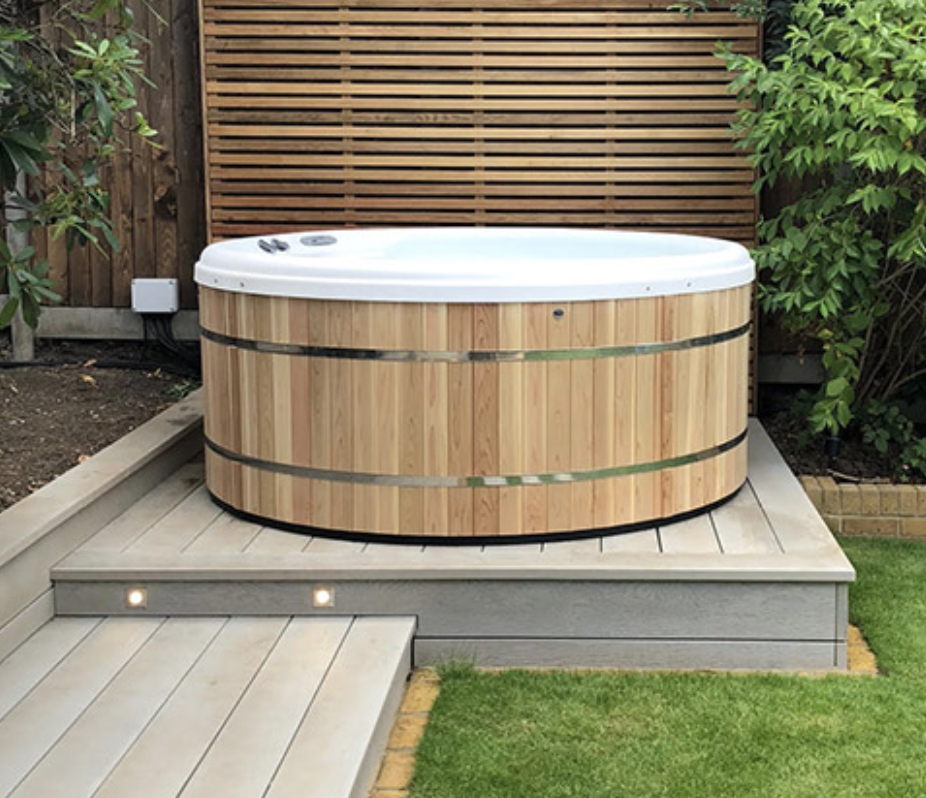 Garden Design with Hot Tub on Mala Decking